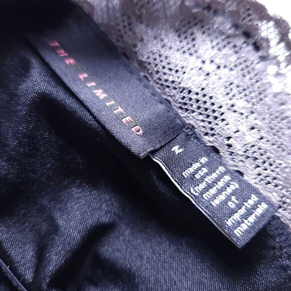 The Limited Y2K Going Out Top Medium Black Gray with Lace, Stretchy, Adj. Strap - Picture 4 of 5